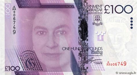 100 Pounds Sterling Gibraltar 2011 P39 B944338 Banknotes