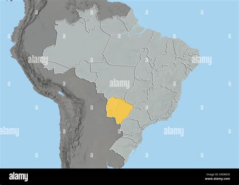 State Of Mato Grosso Do Sul Brazil Relief Map Stock Photo Alamy