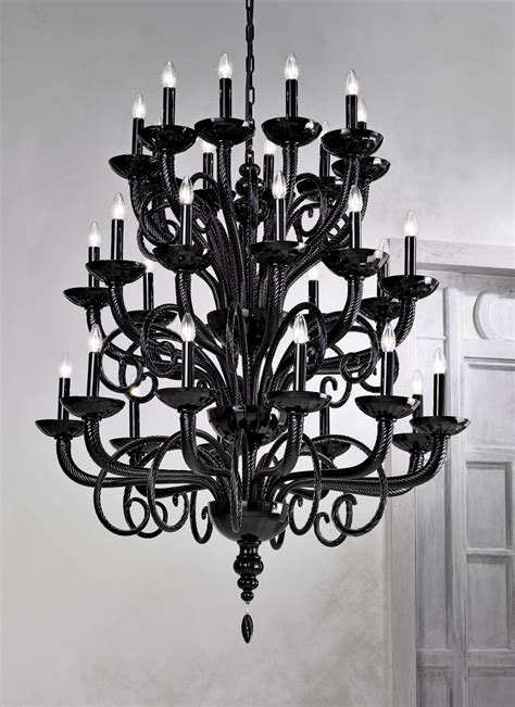 Large Traditional Black Grand Murano Chandelier L6011k30 Murano Imports