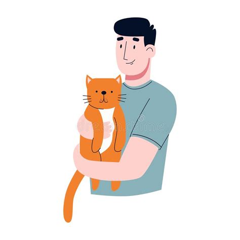 Young Man Holding Cat Stock Illustrations 541 Young Man Holding Cat