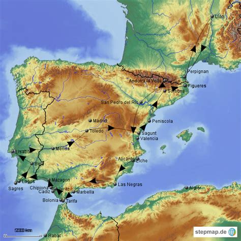 Spanien liegt im südwesten von europa, die hauptstadt ist madrid und die landeswährung der euro. StepMap - Spanien,Portugal 2015 - Landkarte für Europa