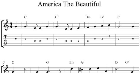 Applying to us, you have immediate access to guitar tabs. Free easy guitar tablature sheet music, America The Beautiful