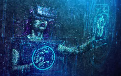 Download Wallpapers Virtual Reality Creative Digital Art Girl In