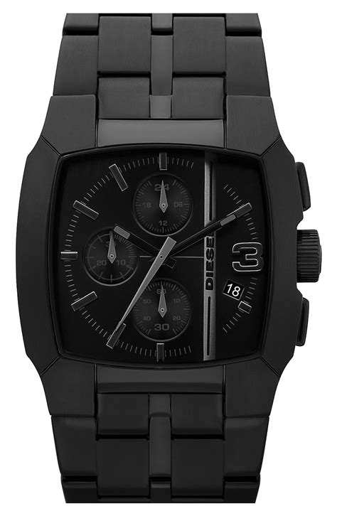 Diesel Large Square Dial Chronograph Watch In Black For Men Lyst