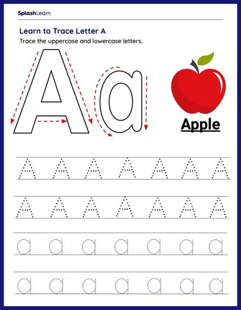 Tracing Letter A Ela Worksheets Splashlearn