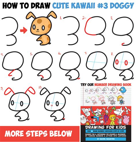 How To Draw Cute Chibi Kawaii Characters With Number 3 Shapes Easy