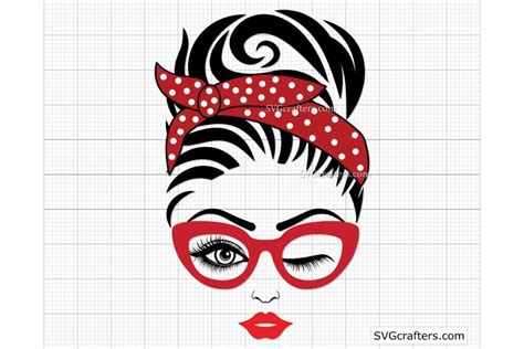 Messy Bun With Glasses Svg Messy Bun Svg Graphic By Svgcrafters My