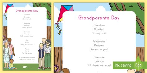 Grandparents Day Poster Poem For Grandparents Twinkl