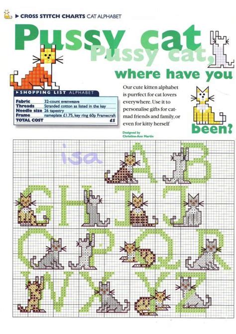Check out our cat cross stitch selection for the very best in unique or custom, handmade pieces from our patterns shops. cross stitch alphabet cats | Cross stitch alphabet ...