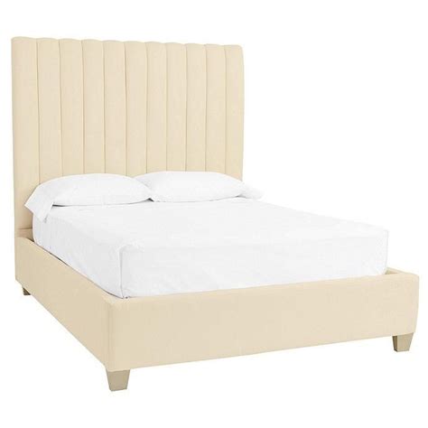 Brie Channel Tufted Beige Upholstered Bed Upholstered Beds Channel