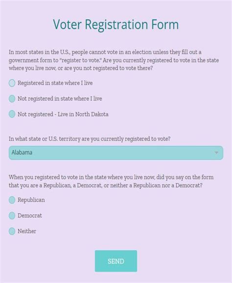Free Voter Registration Form Template 123formbuilder
