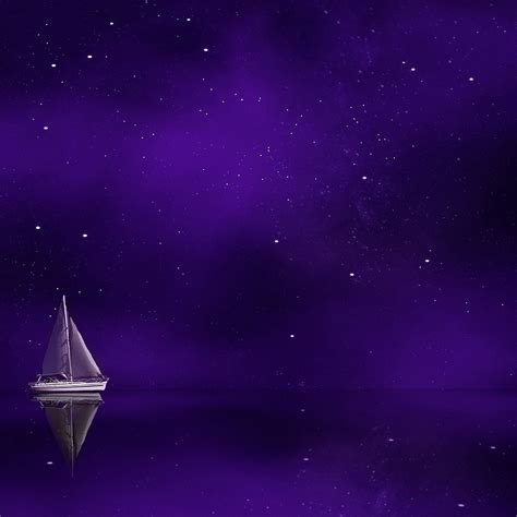 2932x2932 Sailing Ship In Purple Ocean Ipad Pro Retina Display