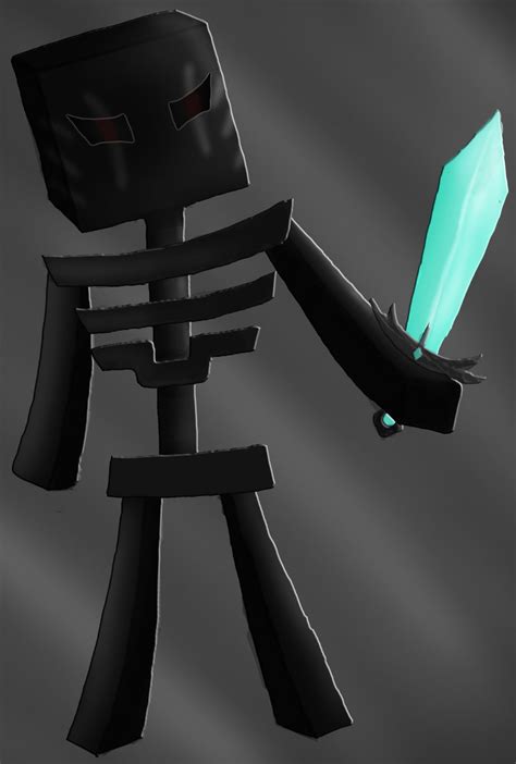 Minecraft Wither Skeleton With Diamond Sword By Dragonsiga On Deviantart