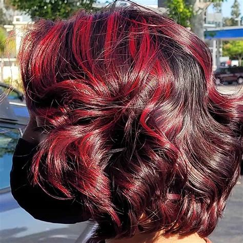 Top Red Highlights On Black Hair Ideas Updated Tattooed Martha