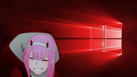 The wallpapers feature amazing artwork detailing the state of the post apocalyptic world with main characters like zero two the darling in the franxx theme comes with a total of 12 hd wallpapers that act as slideshow, changing after every 30 minutes along with the windows color scheme. Red Windows 10 Zero two layers [Darling in the franxx ...