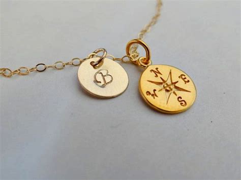 Gold Compass Necklace North East South West Compass Jewelry Gold