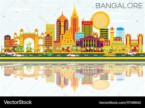 Bangalore Skyline With Color Buildings Royalty Free Vector