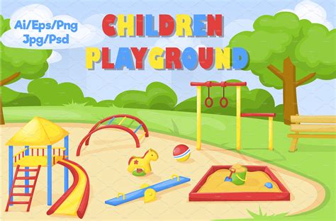 Children Playground Vector Graphic Objects Creative Market