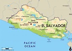 Большая физическая карта Сальвадора с крупными городами | Сальвадор ...