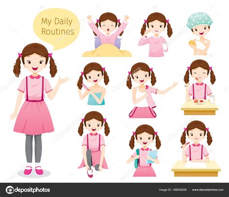 The Daily Routines Of Girl Stock Vector Image By ©matoommi 188836268