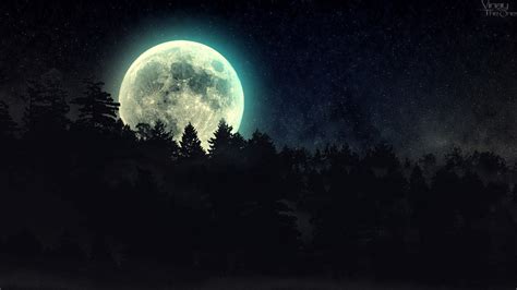 Wallpaper Forest Fantasy Art Night Sky Stars Moon Moonlight
