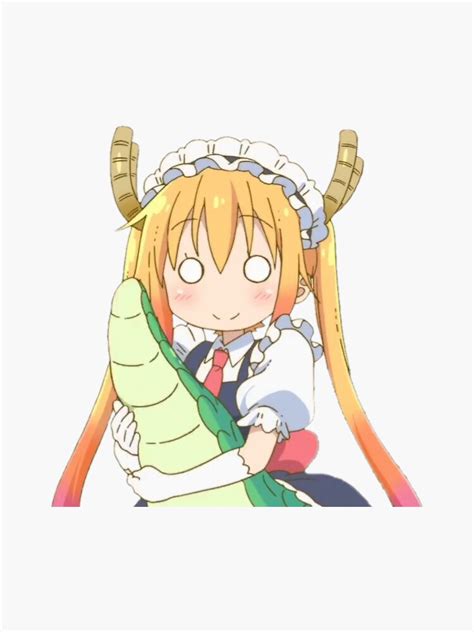Tohru Hugging Tail Miss Kobayashis Dragon Maid Sticker By Aavelapsi