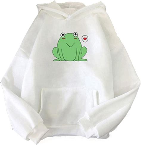 Womens Cute Frog Printed Hoodies Casual Long Sleeve