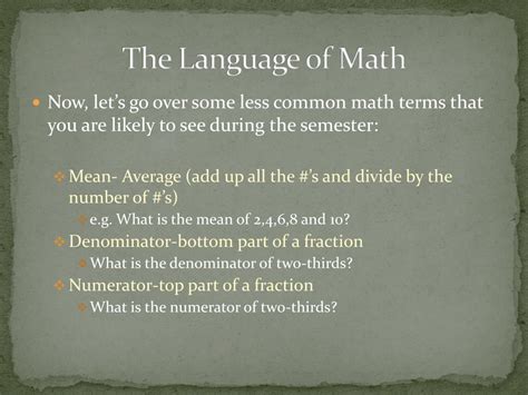 Ppt The Language Of Mathematics Powerpoint Presentation Free