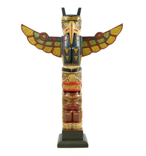 Totem Pole Eagle Native American Tribe Wooden Multi Colored 50cm
