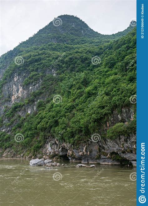 Caves At Water Level Along Li River In Guilin China Stock Image