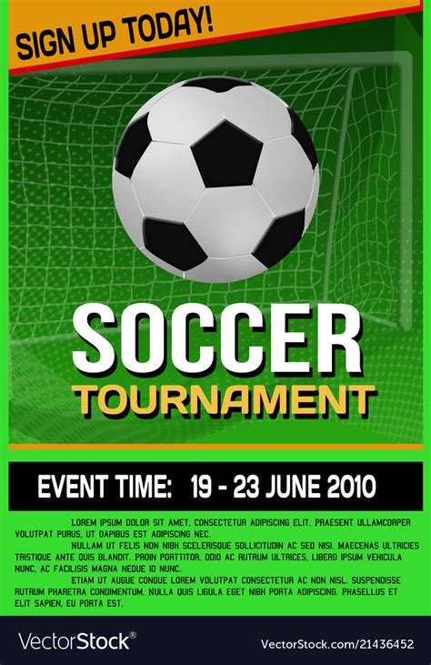 Soccer Tournament Flyer Or Poster Background Vector Image