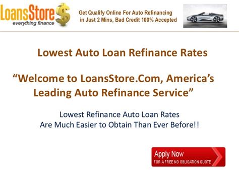 Lowest Auto Loan Refinance Rates