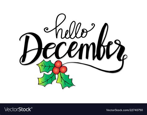 Hello December Lettering Royalty Free Vector Image