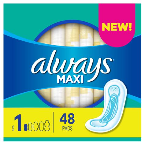 Always Maxi Pads Without Wings Unscented Regular Size 1 48 Ct