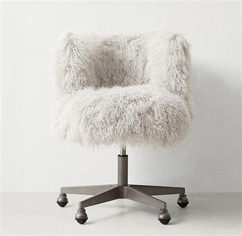 pink faux fur cabriole legs desk chair
