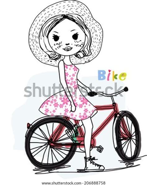 Pretty Girl Bike Stock Vector Royalty Free 206888758 Shutterstock