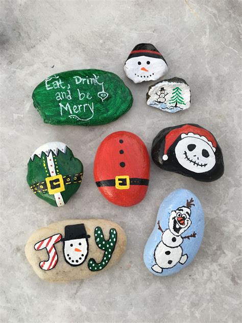 Christmas Themed Painted Rocks Rock Crafts Stone Art Painting Rock