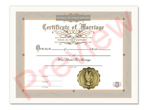 certificate  marriage universal life church