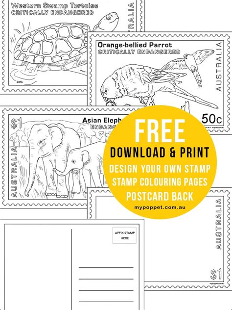 Giant Stamp Postcard With Printables My Poppet Makes