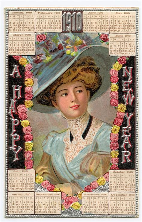 Free Vintage New Years Clip Art 1910 Calendar Card The Graphics Fairy