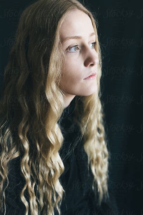 Contemplative Teen Girl With Long Blonde Hair By Jacqui Miller