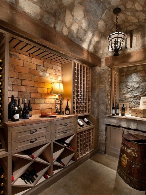 Stone Brick And Wood Combine To Create This Neutral Wine Cellar