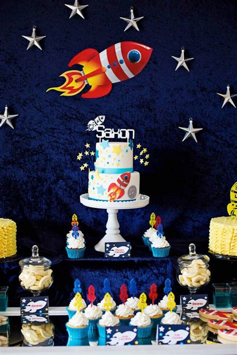 Karas Party Ideas Rocket Ship Space Themed Birthday Party Via Karas