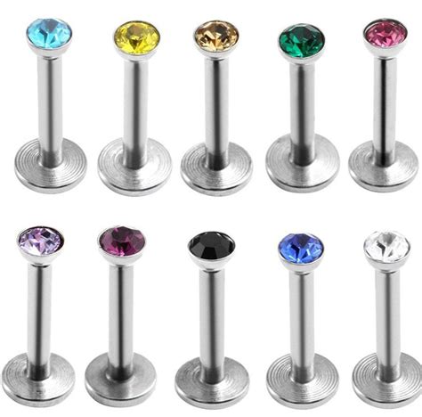 20 Pcs Lot G23 Titanium Steel Labret Ring Lip Piercing Jewelry Earrings Stu