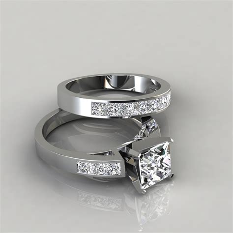 Whether you choose to go with an extravagant jewel or an understated band, this piece of jewelry is something that will indicate to the world and to yourselves. Princess Cut Engagement Ring and Wedding Band Bridal Set - Forever Moissanite