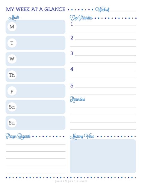 Weekly Printables Week At A Glance Printable Personal Calendar