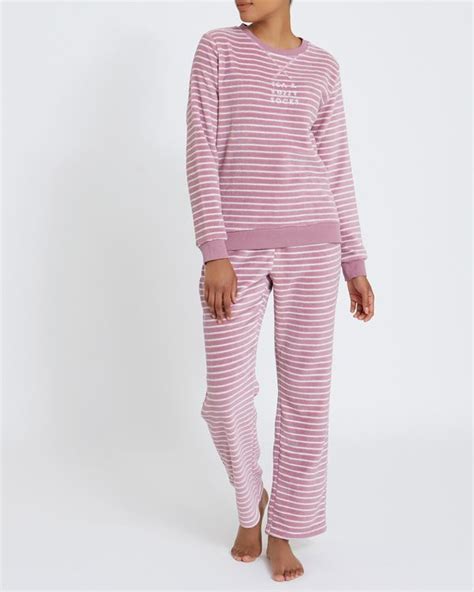 Dunnes Stores Pink Fluffy Stripe Pyjamas