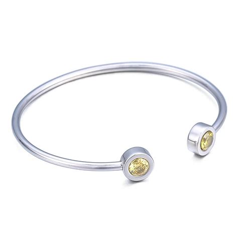 Lasperal 1pc Simple Fashion Open Bangle With Crystals Stainless Steel