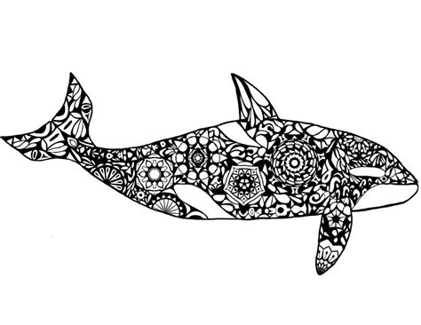 #unicorn coloring page thank you for watching. Orca Whale Mosaic Adult Coloring Page - Mermaid Coloring Pages