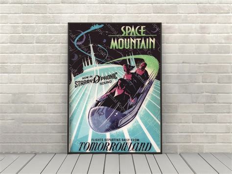 Space Mountain Poster Vintage Disney Poster Disney Attraction Poster